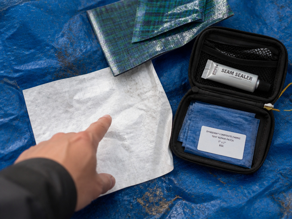 Cheaper tent footprint alternatives: blue tarp, Tyvek, vinyl tablecloth, patch kit.